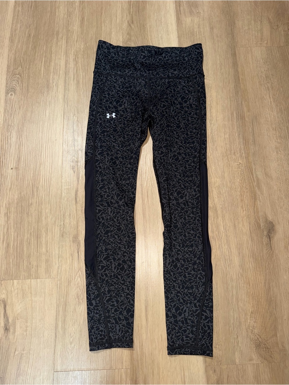 Under Armour Black Patterned Leggings with Contrast Side Panels